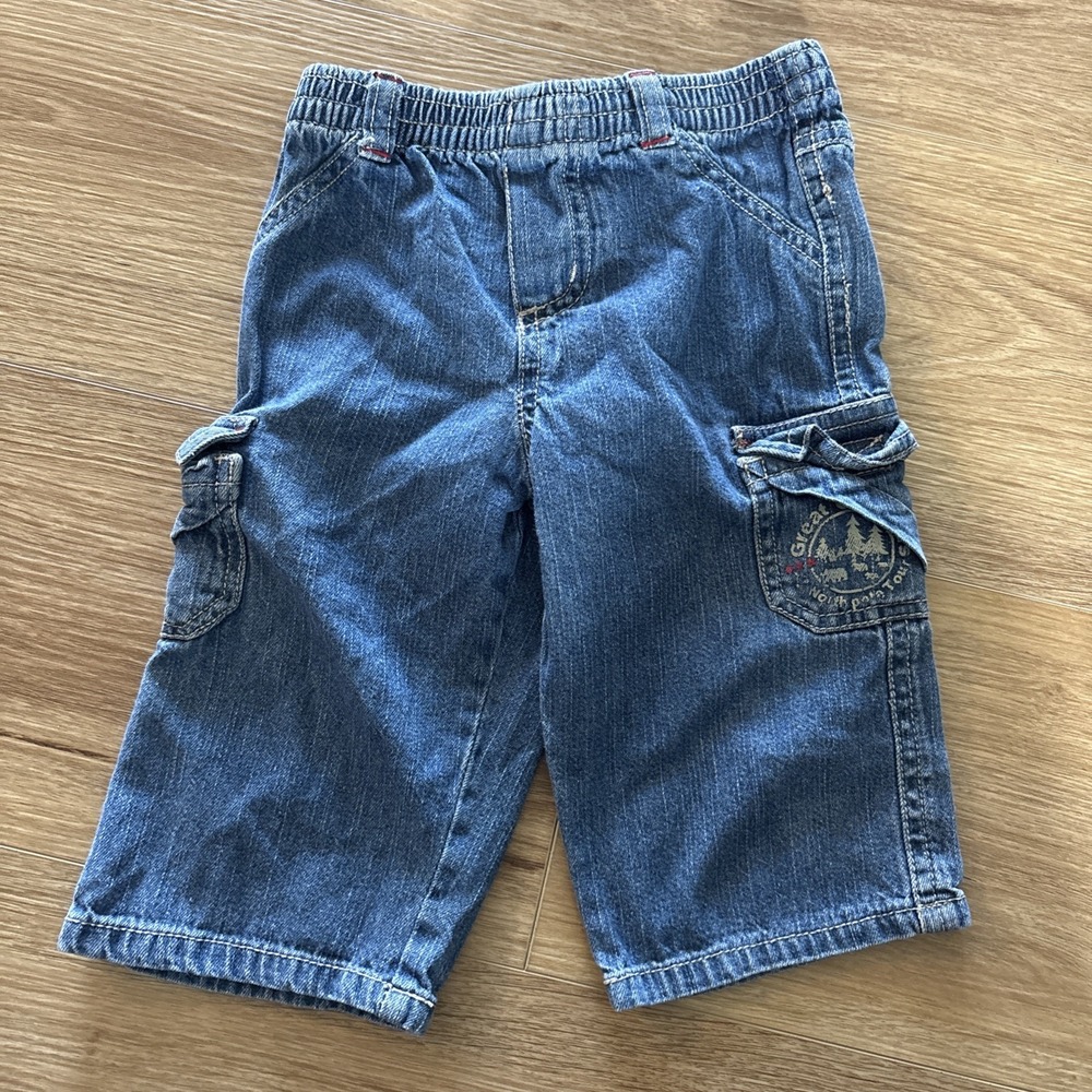 Faded Glory Baby 6-9 Months Jean Cargo Denim Pants Blue Great Outdoors